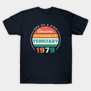 Retro Awesome Since February 1979 Birthday Vintage Bday 1979 T-Shirt